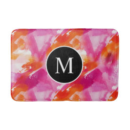 Monogram Waterverf Roze Sinaasappel Abstract Badmat