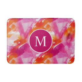 Monogram Waterverf Roze Sinaasappel Abstract Badmat
