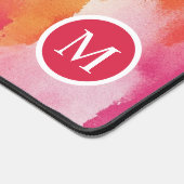 Monogram Waterverf Roze Sinaasappel Abstract Bureaumat (Hoek)