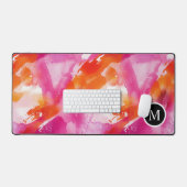 Monogram Waterverf Roze Sinaasappel Abstract Bureaumat (Keyboard & Muis)