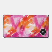 Monogram Waterverf Roze Sinaasappel Abstract Bureaumat (Voorkant)