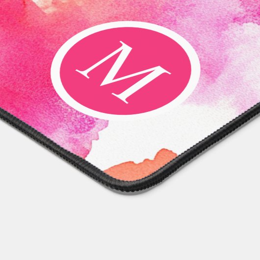 Monogram Waterverf Roze Sinaasappel Abstract Bureaumat (Hoek)