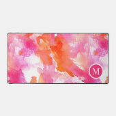 Monogram Waterverf Roze Sinaasappel Abstract Bureaumat (Voorkant)