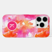 Monogram Waterverf Roze Sinaasappel Abstract Case-Mate iPhone Case (Achterkant (horizontaal))