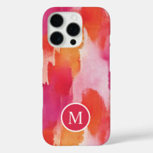 Monogram Waterverf Roze Sinaasappel Abstract