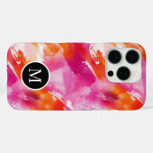 Monogram Waterverf Roze Sinaasappel Abstract Case-Mate iPhone Case (Achterkant (horizontaal))