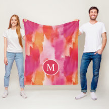 Monogram Waterverf Roze Sinaasappel Abstract