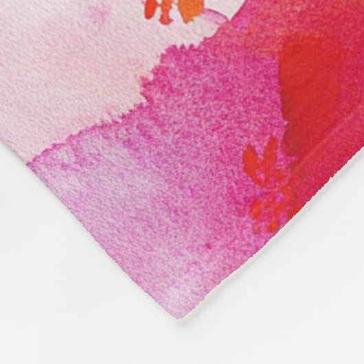 Monogram Waterverf Roze Sinaasappel Abstract Fleece Deken (Hoek)