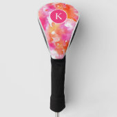 Monogram Waterverf Roze Sinaasappel Abstract Golfheadcover (Voorkant)
