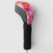 Monogram Waterverf Roze Sinaasappel Abstract Golfheadcover (Schuin)