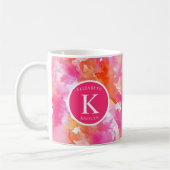 Monogram Waterverf Roze Sinaasappel Abstract Koffiemok (Links)