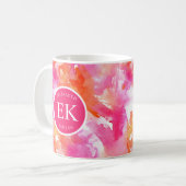 Monogram Waterverf Roze Sinaasappel Abstract Koffiemok (Voorkant links)