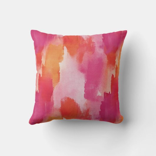 Monogram Waterverf Roze Sinaasappel Abstract Kussen (Achterkant)