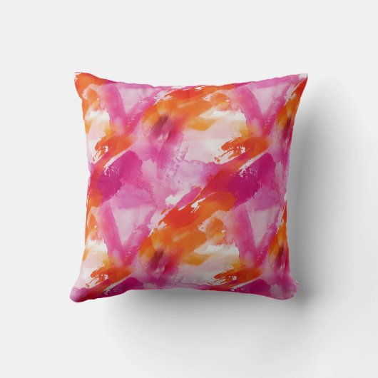 Monogram Waterverf Roze Sinaasappel Abstract Kussen (Achterkant)