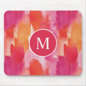 Monogram Waterverf Roze Sinaasappel Abstract Muismat (Voorkant)