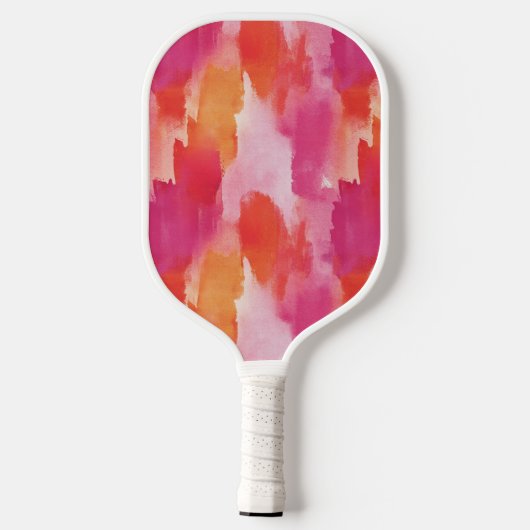 Monogram Waterverf Roze Sinaasappel Abstract Pickleball Paddle (Achterkant)