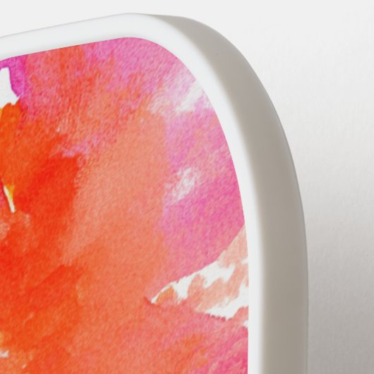 Monogram Waterverf Roze Sinaasappel Abstract Pickleball Paddle (Links Detail)