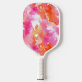 Monogram Waterverf Roze Sinaasappel Abstract Pickleball Paddle (Achterkant)