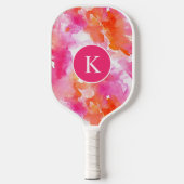 Monogram Waterverf Roze Sinaasappel Abstract Pickleball Paddle (Voorkant)