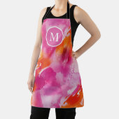 Monogram Waterverf Roze Sinaasappel Abstract Schort (Insitu)