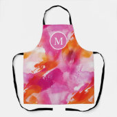 Monogram Waterverf Roze Sinaasappel Abstract Schort (Voorkant)