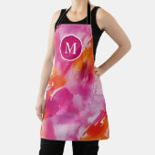 Monogram Waterverf Roze Sinaasappel Abstract Schort (Insitu)