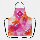 Monogram Waterverf Roze Sinaasappel Abstract Schort (Voorkant)