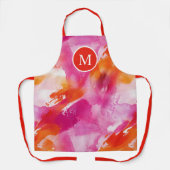 Monogram Waterverf Roze Sinaasappel Abstract Schort (Voorkant)