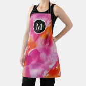 Monogram Waterverf Roze Sinaasappel Abstract Schort (Insitu)