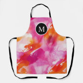 Monogram Waterverf Roze Sinaasappel Abstract Schort (Voorkant)