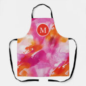 Monogram Waterverf Roze Sinaasappel Abstract Schort (Voorkant)