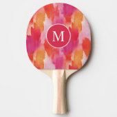 Monogram Waterverf Roze Sinaasappel Abstract Tafeltennisbatje (Voorkant)