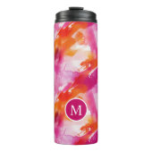 Monogram Waterverf Roze Sinaasappel Abstract Thermosbeker (Voorkant)