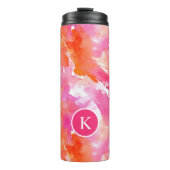 Monogram Waterverf Roze Sinaasappel Abstract Thermosbeker (Voorkant)