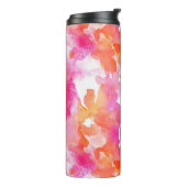 Monogram Waterverf Roze Sinaasappel Abstract Thermosbeker (Gedraaid links)