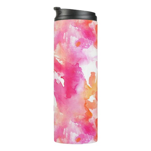 Monogram Waterverf Roze Sinaasappel Abstract Thermosbeker (Geroteerd rechts)