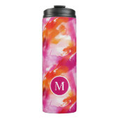 Monogram Waterverf Roze Sinaasappel Abstract Thermosbeker (Voorkant)