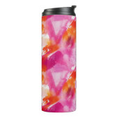 Monogram Waterverf Roze Sinaasappel Abstract Thermosbeker (Gedraaid links)