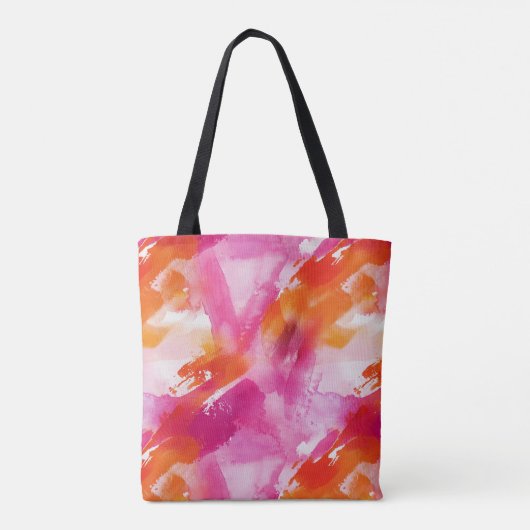 Monogram Waterverf Roze Sinaasappel Abstract Tote Bag (Achterkant)