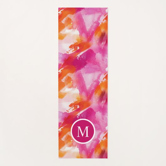Monogram Waterverf Roze Sinaasappel Abstract Yogamat (Voorkant)