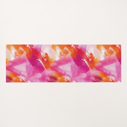 Monogram Waterverf Roze Sinaasappel Abstract Yogamat (Achterkant (horizontaal))