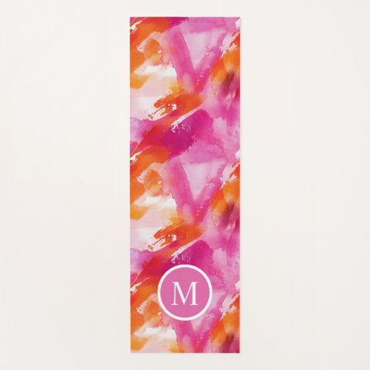 Monogram Waterverf Roze Sinaasappel Abstract Yogamat (Voorkant)