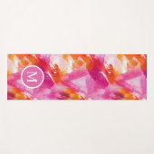 Monogram Waterverf Roze Sinaasappel Abstract Yogamat (Voorkant (horizontaal))