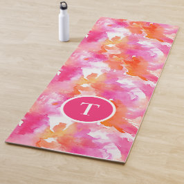 Monogram Waterverf Roze Sinaasappel Abstract Yogamat