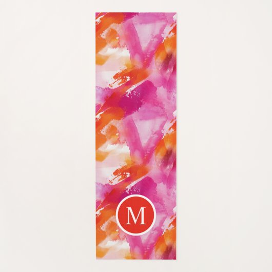 Monogram Waterverf Roze Sinaasappel Abstract Yogamat (Voorkant)