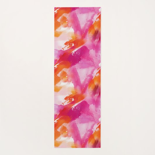 Monogram Waterverf Roze Sinaasappel Abstract Yogamat (Achterkant)