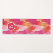 Monogram Waterverf Roze Sinaasappel Abstract Yogamat (Voorkant (horizontaal))