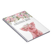 Monogram Waterverf roze Varkensbloem Notitieboek (Rechterzijde)