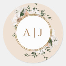 Monogram Waterverf Rozen Wedding Envelope Seal