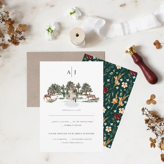 Monogram | Waterverf RSVP Aankondiging